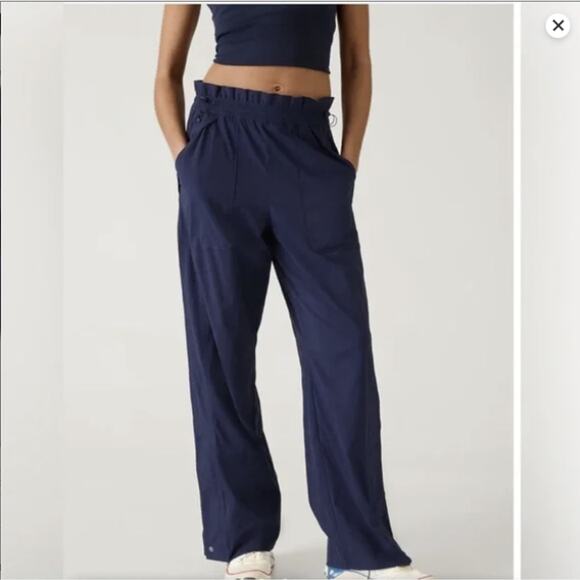 Athleta Trekkie Parachute Pants Blue Nylon High Rise Hike Ripstop Women’s Size 0 - Picture 1 of 14
